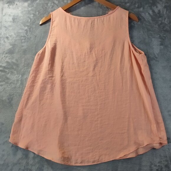 Cato Womens Sleeveless Lace Trim Tank Top L Peach Blush Romantic Boho‎ Textured - Picture 5 of 9